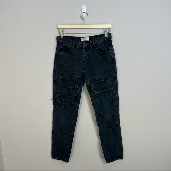 ❄️ ONE Teaspoon Fox Black Distressed Awesome Baggies Jean - Picture 2 of 10